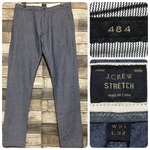 J Crew 484 Slim Fit Stretch Chambray Pants Men’s 31x32 Blue Casual